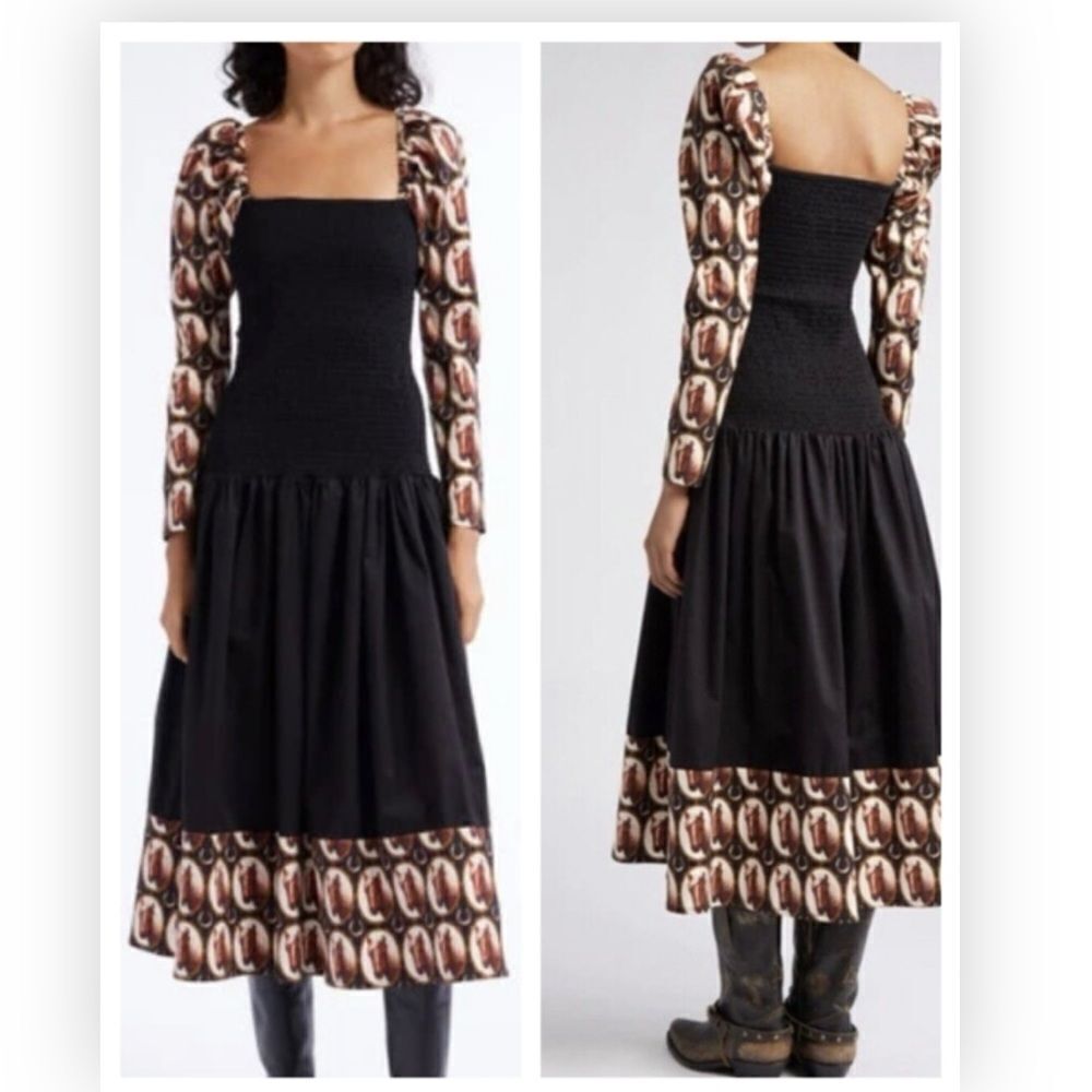 AUTUMN ADEIGBO Nevada Smocked Long Sleeve Maxi Dress $695